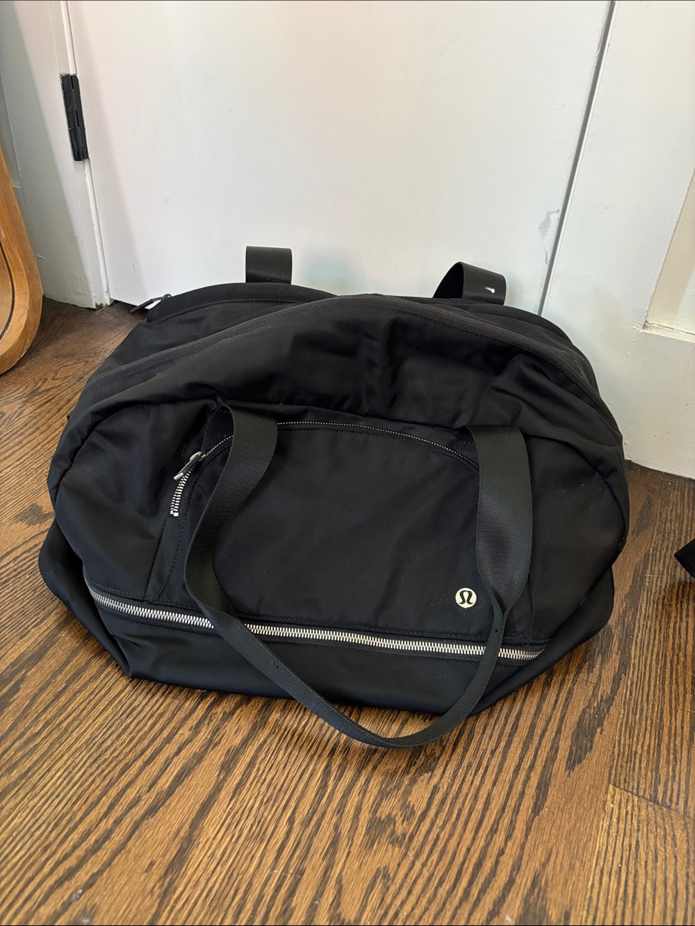 lululemon Black Duffel gym bag with Front Zip Pocket